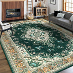 CRYPTOLITE 9x11 Area Rug for Living Room, Modern Washable Rug Non Slip Low Pile Large Area Rugs for Living Room, Bedroom, Farmhouse, Dining Room,Green