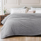 Exclusivo Mezcla Fleece Twin Size Bed Blanket, Ultra Soft, Lightweight and Fuzzy Light Grey Blanket for Women, Home Decor, 60x80 Inches