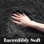 ONASAR Black Area Rugs for Bedroom Living Room, Fluffy Fuzzy Shaggy 4x6 Bedside Rug, Soft Plush Modern Indoor Floor Carpet for Nursery Kids Girls Boys Teen Dorm Home Office Decor Aesthetic