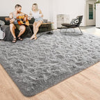 ISEAU 3x5 Area Rug for Dorm, College, Apartment, Living Room, Grey Rugs for Bedroom, Soft Shaggy Carpets, Fluffy and Washable Mats, Under Bed, On Nursery Floors Mat, Boys, Girls Room Carpet Decor