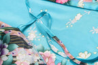 Women's Short Kimono Robes Bride and Bridesmaid Satin Floral Bathrobe Peacock Sleepwear Dressing Gown for Wedding Party