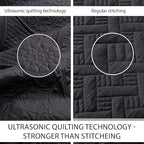 IR Imperial Rooms Twin Quilt Bedding Set Size (68” x 86”) + 1 Pillow Shams (20” x 26” + 2”) - 2 Pcs All Season Lightweight Reversible Microfiber Coverlet Floral Embossed Quilt Bedspread (Black)