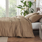 Bedsure California King Comforter Set - Brown Soft Bedding for All Seasons, Cationic Dyed Bed Set, 3 Pieces, 1 California King Size Comforter (104"x96") and 2 Pillow Shams (20"x36"+2")
