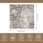 Washable 5x5 Area Rug Square – Non-Slip Soft Indoor Rug for Kitchen Living Room Entryway Bathroom – Modern Abstract Neutral 5ft Rug (Brown Beige, 5x5)