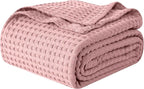 Elegant Comfort Premium 100% Cotton Waffle Blanket - Lightweight Breathable Waffle Weave Bed Blanket - Soft and Warm All Season Blanket for Couch, Sofa and Bed, King Size 90x108 Inches, Dusty Rose