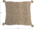 Creative Co-Op Woven Fabric Chunky Knit Throw with Tassels, Tan