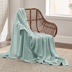 Bedsure Gentlesoft 100% Cotton Blanket Twin XL Size for College Dorm - Cooling Breathable and Soft for Spring Summer, Waffle Weave Twin Blanket for Bed, Dorm Room Essentials, Mint, 66x90 inches