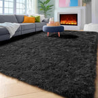 ONASAR Black 8x10 Area Rugs for Living Room, Large Fluffy Shag Bedroom Rug, Ultra Soft Thick Shaggy Floor Big Indoor Carpets for Kids Boys Girls Teen Nursery Dorm Modern Home Decor Aesthetic