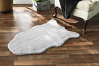 Walk on Me Faux Rabbit Area Rug - Plush, Fur Skin, Sheepskin, Suede Hide, 100% Polyester, Washable Animal Rug - Extreme Comfort, Softness, Stylish - Living Room & Dining Area (24"x39", Silver/Gray)