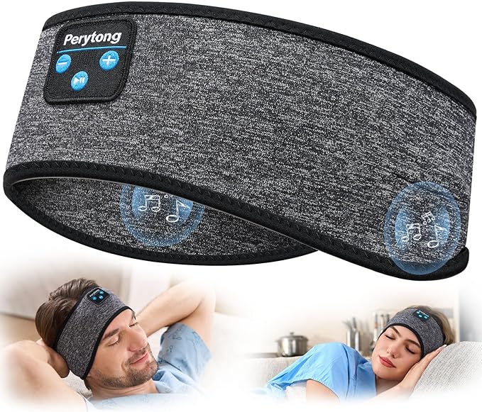 Perytong Sleep Headphones Bluetooth 5.4 Headband, Sports Wireless Earphones Sweat Resistant Earbuds Sleeping Headphone with Ultra-Thin HD Stereo Speaker for Workout Running Cool Gadgets Unique Gifts