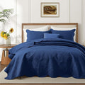 IR Imperial Rooms 10 Pack Queen Quilt Bedding Set (90" x 96") - Bulk Wholesale for Hotels, Guest Bedroom & Airbnbs - Lightweight Microfiber Reversible Floral Embossed Quilts Bedspreads (Blue)