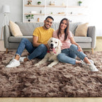 Noahas Large Fluffy 6x9 Area Rugs for Living Room Bedroom,Tie-Dyed Brown Thick Shag Throw Rug,Big Soft Shaggy Bedside Non-Slip Plush Dorm Nursery Kids Carpet