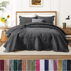 IR Imperial Rooms 10 Pack Queen Quilt Bedding Set (90" x 96") - Bulk Wholesale for Hotels, Guest Bedroom & Airbnbs - Lightweight Microfiber Reversible Floral Embossed Quilts Bedspreads (Charcoal)