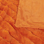 Striped Throw Blanket and Pillow Covers Set (No Inserts) for Couch and Bed, Plush Warm Lightweight Fuzzy Faux Fur Blanket for All Seasons (50" x 60", Burnt Orange)