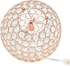 Elegant Designs LT1067-RGD 10" Elipse Crystal Collection Metal Crystal Ball Sequin Table Desk Lamp for Accent Lighting, Décor, Living Room, Rose Gold
