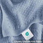 Whale Flotilla Chunky Knit Throw Blanket for Couch and Bed, Grey Blue Decorative Cozy Fleece Blanket, Reversible Soft Fuzzy Woven Throws, 50x60 Inch