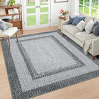 RUGSREAL 3x5 Area Rug, Washable Rug for Bedroom Braided Printed Throw Mat, Living Room Area Rug Non Slip Stain Resistant Small Dining Room Rug, Rustic Accent Small Carpet for Entryway Home Decor, Grey