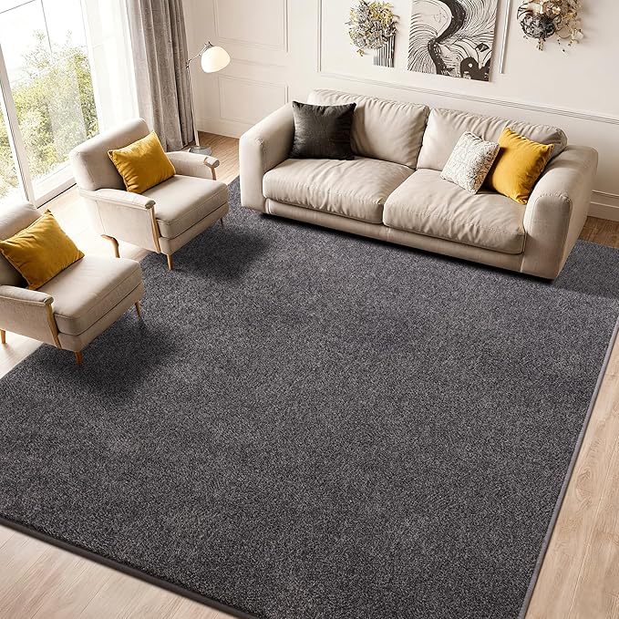 Keeko 6x9 Area Rugs for Living Room, Soft Modern Memory Foam Bedroom Rug Washable Indoor Rug Low Pile Minimalist Non Slip Carpet for Kids Nursery Dorm Room Home Decor Dark Grey