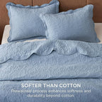 Bedsure Quilts Queen Size - Ultra Soft Pre-Washed Cloud-Like Bedding, All-Season Lightweight Comforter for Country Bedroom, Leaf Design Coverlet in Mineral Blue, 90 x 96 Inches | Stitch-Free Quilting, Ultra Soft, Lightweight, Machine Washable, Pet-Frie...