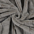 Striped Throw Blanket and Pillow Covers Set (No Inserts) for Couch and Bed, Plush Warm Lightweight Fuzzy Faux Fur Blanket for All Seasons (60" x 80", Gray)