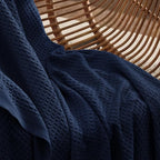 Bedsure Gentlesoft 100% Cotton Blanket Queen Size for Bed - Breathable and Soft for Spring Summer, Thick Cozy Waffle Weave Blanket Gifts for Women, Pageant Blue, 90x90 Inches