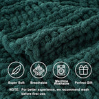 Battilo Christmas Green Throw Blanket for Couch, Chunky Knit Throw Blanket, Super Soft Warm Cozy Chenille Throw Blanket for Bed, Sofa, Living Room, Christmas Decor, 50"x60"
