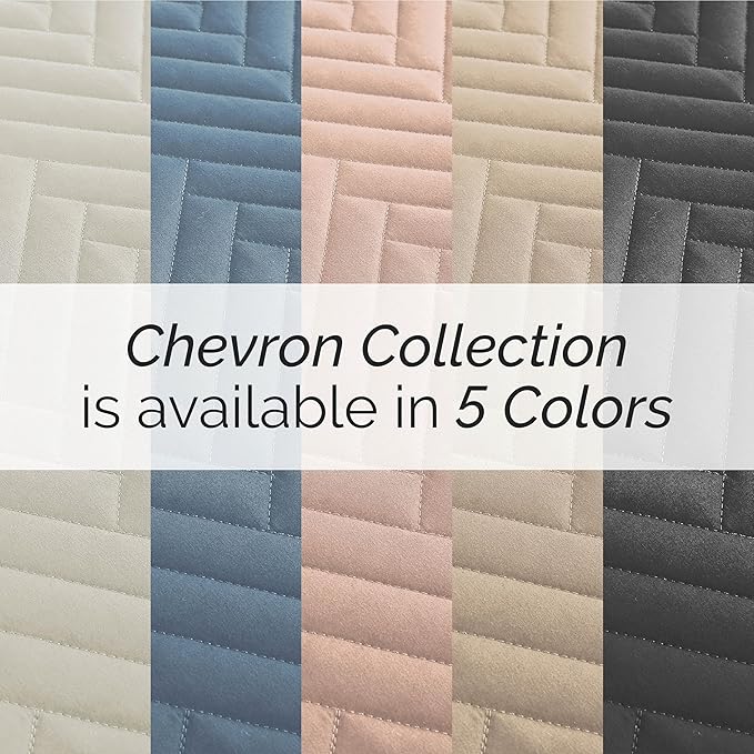 Southshore Fine Living, Inc. Oversized Quilt Bedding Set Lightweight, Prewash Fabric Soft Coverlet Bedspread 2-Piece with One Matching sham (68 in Wide x 98 in Long), Twin/Twin XL, Chevron Rose Dust
