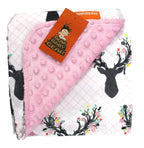 Dear Baby Gear - Reversible Baby Blankets - Soft Nursery Blanket for Newborn - Toddler Blankey - Throw Blanket for Boys & Girls - Infant Blankets - 40x30 (Girl Antler Flowers - Pink Dot)