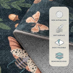 Lahome Insect Botanical Floral 2x3 Small Kitchen Rugs for Entryway Black Door Mat Indoor Entrance,Washable Boho Bathroom Area Rug,Soft Non-Slip Indoor Carpet Throw Rugs for Entry Laundry(Black,2x3)