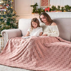 NEWCOSPLAY Super Soft Twin Blanket Pink Premium Silky Flannel Fleece 3D Checkered Lightweight Bed Blanket All Season Use (Pink Checkered, Twin(60"x80"))
