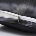 Satin Pillowcases with Zipper （20x26）,Standard Size Pillowcases Set of 2, Black Silk Pillowcase for Hair and Skin