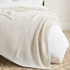 WDCOZY Chunky Cable Knit Throw Blanket Super Soft Warm Knitted Throw Blanket for Couch, Sofa, Chair, Bed Lightweight Breathable Cozy Comfortable Home Decorative Ivory Cream White 60x80 Inches