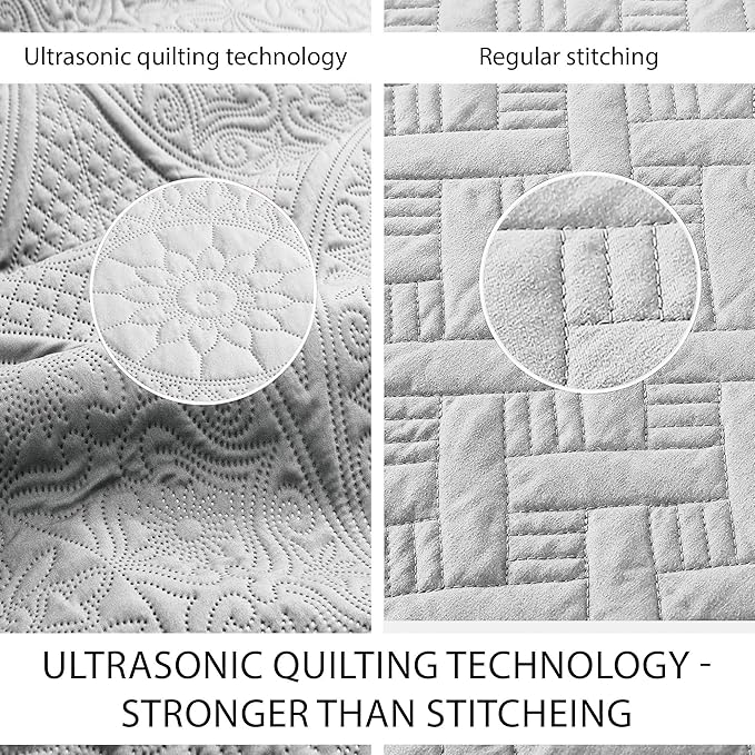 IR Imperial Rooms 10 Pack Twin Quilt Bedding Set (68" x 86") - Bulk Wholesale for Hotels, Guest Bedroom & Airbnbs - Lightweight Microfiber Reversible Floral Embossed Quilts Bedspreads (Silver)