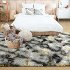 Noahas Fluffy 4x6 Area Rugs for Bedroom Living Room,Thick Shag Grey and Gold Throw Floor Carpet,Soft Shaggy Bedside Non-Slip Plush Dorm Nursery Kids Rug