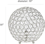Elegant Designs LT1067-CHR 10" Elipse Crystal Collection Metal Crystal Ball Sequin Table Desk Lamp for Accent Lighting, Décor, Living Room, Chrome