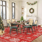 XLUEZ Christmas Area Rug 8x10 Living Room Rugs, Machine Washable Boho Christmas Tree Snowflake Rug Non-Slip Soft Low Pile Holiday Indoor Rugs for Bedroom Kitchen Dining Room Office(Xmas Red, 8'x10')