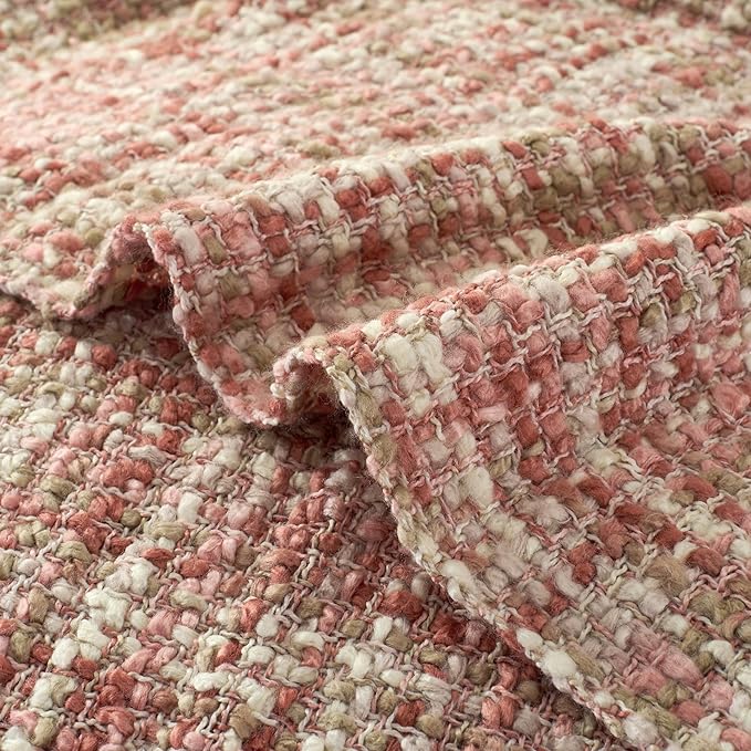 Multi-Color Light Pink Cable Woven Throw Blanket for Couch,60"X80" Boho Style Textured Blankets for Home Decor,Super Soft Warm Cozy Chunky Blanket with Decorative Tassels for Bed