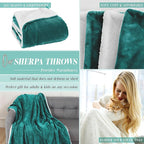 Elegant Comfort Throw Blanket, Reversible Sherpa Flannel, Ultra-Soft, Fuzzy, Cozy and Plush- All Season Lightweight Decorative Throw, 50 x 60 inches, Solid Sherpa Throw, Turquoise