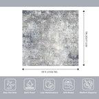 5x5 Rug Square for Living Room – Machine Washable Non-Slip Area Rug for Kitchen Entryway Bathroom – Modern Neutral Abstract Soft 5ft Indoor Carpet (Blue Grey, 5x5)