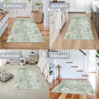 3x4 Washable Entryway Area Rug – Non-Slip Modern Abstract Small Area Rug for Kitchen, Bedroom, Bathroom – Soft Low-Pile Thin Indoor Door Mat (Sage Green,3x4)