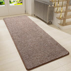 Keeko 2x8 Bedside Runner Rugs for Bedroom Living Room Hallway Non Slip Washable Modern Memory Foam Rug Low Pile Kitchen Carpet for Nursery Dorm Kids Room Decor Brown