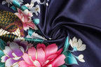 Women's Short Kimono Robes Bride and Bridesmaid Satin Floral Bathrobe Peacock Sleepwear Dressing Gown for Wedding Party