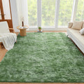 Litanika 5x8 Fluffy Shag Faux Fur Area Rug for Living Room Bedroom, Tie-Dyed Army Green High Pile Soft Plush Shaggy Furry Bedside Playroom Dorm Carpet, Non-Slip, Non-Shedding Modern Indoor Floor Rug