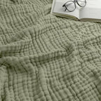 Comfy Cubs Muslin Throw Blanket - 50” x 60” Quilted Design - Lightweight, Breathable 6-Layer Gauze Fabric - Soft Cotton Blanket for Home or Travel - Packaged in Elegant Gift Box - Sage