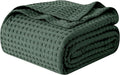 Elegant Comfort Premium 100% Cotton Waffle Blanket - Lightweight Breathable Waffle Weave Bed Blanket - Soft and Warm All Season Blanket for Couch, Sofa and Bed, Queen Size 90x90 Inches, Hunter Green