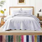 IR Imperial Rooms 10 Pack Twin Quilt Bedding Set (68" x 86") - Bulk Wholesale for Hotels, Guest Bedroom & Airbnbs - Lightweight Microfiber Reversible Floral Embossed Quilts Bedspreads (White)