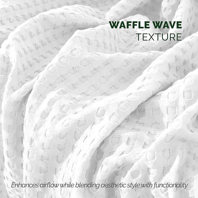 Elegant Comfort Premium 100% Cotton Waffle Blanket - Lightweight Breathable Waffle Weave Bed Blanket - Soft and Warm All Season Blanket for Couch, Sofa and Bed, Full Size 88x88 Inches, White