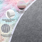 ONASAR Rainbow Round Area Rug 4ft, Soft Bedroom Circle Rugs Mats for Kids Girls Teen Room, Kawaii Fluffy Plush Shaggy Carpet for Baby Nursery Living Room Playroom Home Decor Princess Castle