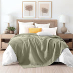 Elegant Comfort Premium 100% Cotton Waffle Blanket - Lightweight Breathable Waffle Weave Bed Blanket - Soft and Warm All Season Blanket for Couch, Sofa and Bed, Twin Size 68x88 Inches, Sage