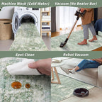 2x10 ft Washable Hallway Runner Rug – Non-Slip Long Carpet Runners for Kitchen Entryway Bedroom Living Room Bathroom,Stain-Resistant Low-Pile Modern Abstract Neutral (Sage Green,2x10)